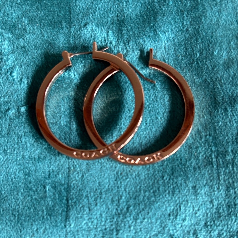 Coach Shiny Rose Gold Hoop Earrings